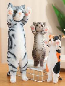 招财猫毛绒玩具，9.84 英寸，柔软可爱的动物小猫玩偶，举起双手，适合作为儿童礼物，是节日、生日、家居装饰的完美礼物 - 彩色 - 查看 4