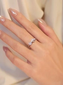 ESBERRY 1 件 S925 纯银可爱精致蝴蝶结戒指女士戒指情人节饰品精美女士珠宝礼物 - 蝴蝶結戒指 - 查看 4