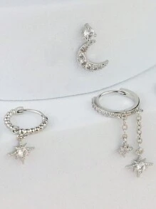 3-6个水钻耳夹，独特设计，高端大气，适合学生和女性佩戴，无需耳洞，日常佩戴。 - 三件式耳飾套裝 - 查看 4