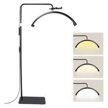 LED Beauty Light, Eyelash Extension Half-Moon Light, Adjustable Stand And Color Temperature, For Skin Care, Nail Art, Eyebrow, Tattoo Floor Lamp - 查看 3
