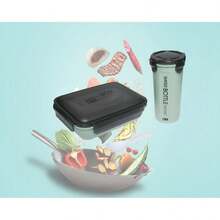 Lunch Box For Your New Home 1000ml With Compartments And Spoon And Cup Kit 500ml - 玫瑰紅 - 查看 3