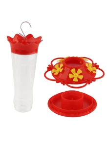 Hummingbird Feeder Outdoor Plastic Hummingbird Feeder, Built-In Ant Protection Cover - Circular Habitat With 5 Feeding Ports - Wide Mouth For Easy Filling And Cleaning - Multicolor - View 3