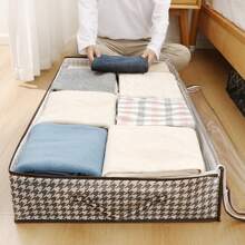 1 件/2 件床下储物箱、壁橱整理器和储物箱、可折叠床下储物袋，用于存放毯子、毛巾、棉被、毛衣、亚麻床单、开学季学生校园储物 - 深灰色 - 查看 7