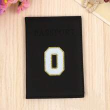 Chic Personalized Passport Holder For Women & Teens - Initial PU Leather Wallet With 26 Letter Patches, Stylish Travel Card Case, Perfect Unique Gift For Her, Enhance Your Jetset Style Travel Essentials School Back To School School Supplies Holiday Holiday Essentials Vacation Accessories Passport Cover - Black - View 25