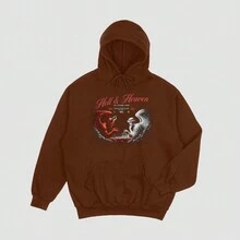 Women's Cold Weather Sweatshirt Tracksuit Coat Jacket Hooded Pocket Unisex Printed Art  & Heaven Hooded Cotton - 鏽棕色 - 查看 2
