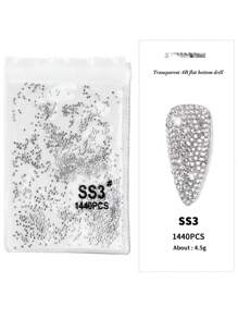 Ss3 Ss4 Ss5 Ss6 Ss8 Ss10 Ss12-Ss40 Đá pha lê phẳng không cần cố định nóng màu sắc cho móng tay, dùng cho nghệ thuật làm móng 3D, trang trí đá quý, đồ thủ công tự làm, đồ trang sức, phụ kiện làm móng, đồ dùng làm móng, móng tay, đồ trang trí móng tay - trắng - Xem 5