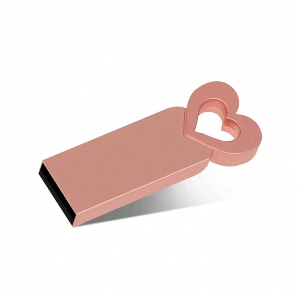 Mini Metal Heart-Shaped USB Flash Drive, 64GB Pink Portable USB, 32GB High Speed Memory Stick, 128GB Waterproof Black USB Drive