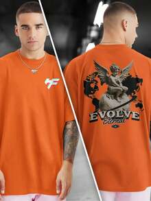 EVOLVE ETERNAL 100% Cotton Front And Back Printed T-Shirt GPJ1 - 橘色 - 查看 1