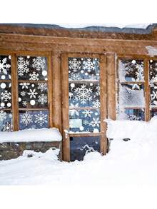 1pc Christmas Snowflake Static Cling Window Sticker, Christmas Window Decals, Holiday Winter Window Film Decorations,Christmas - Multicolor - View 10