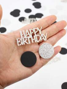 100pcs Black & Silver Round Confetti - Happy Birthday,Christmas - Multicolor - View 3