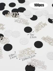 100pcs Black & Silver Round Confetti - Happy Birthday,Christmas - Multicolor - View 2