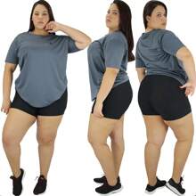 Women's Plus Size Gym Dry Fit T-Shirt - Dark Grey - View 1