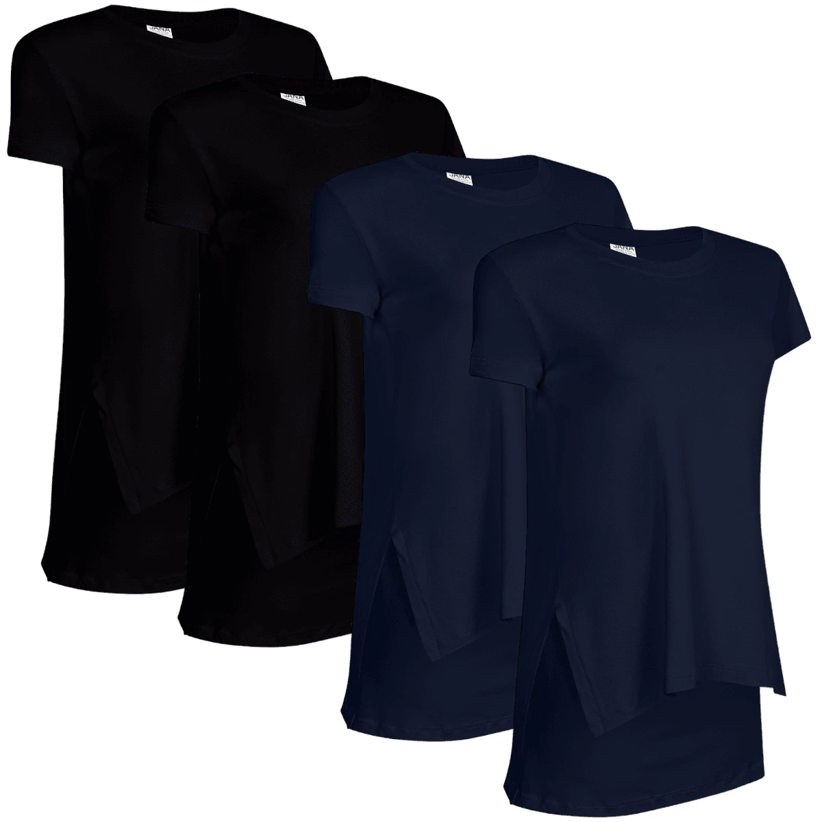 Kit 4 Women's T-Shirt Over Leggings Butt Cover Gym Fitness Viscolycra - 2Đen và 2Hải quân - Xem 1