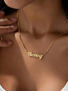 个性化不锈钢姓名项链，定制吊坠项链，男女皆宜，珠宝礼品，金色、银色，秋季时尚，简约、休闲、复古，定制，个性化，是送给女友、妈妈、朋友的理想礼物，适合日常佩戴，也适合舞会、母亲节、情人节、毕业典礼、婚礼、情人节等场合，以及作为学习用品或女士珠宝。 - 彩色 - 查看 5