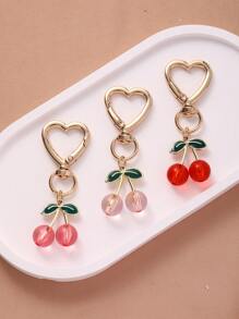 1 件时尚可爱樱桃形金属钥匙扣环 - 装饰心形夹，女士生日礼物，日常使用配件，带水果主题设计汽车配件包饰背包，适合学校水果可爱哥特 Y2k - 彩色 - 查看 1