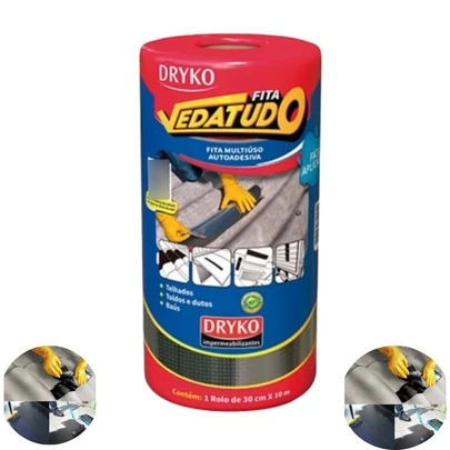 Fita manta asfáltica auto adesiva aluminizada multiuso 30 cm x 10 m