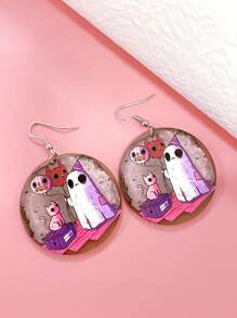 1 Cặp Acrylic Hoạt Hình Dễ Thương Halloween Hài Hước Hiphop Hồng Bông Tai Hình Tròn Ma Bóng Bay Mèo Gothic Y2K Tiệc Lễ Hội Phụ Kiện Quà Tặng Ngày Cho Bạn Gái - Nhiều màu - Xem 7