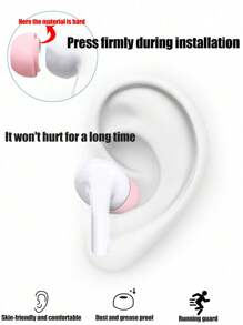 4pcs Silicone Earphone Eartips, 2 Large & 2 Medium, Compatible With AirPods Pro, Pink - Pink - View 3