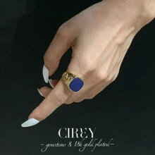 1 pieza Anillo chapado en oro de 18k CIREY, piedra principal multicolor, brillo lujoso y personalizado, diseño unisex para parejas, adecuado como regalo o para uso diario - Multicolor - Ver 5