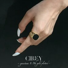 1 pieza Anillo chapado en oro de 18k CIREY, piedra principal multicolor, brillo lujoso y personalizado, diseño unisex para parejas, adecuado como regalo o para uso diario - Multicolor - Ver 6