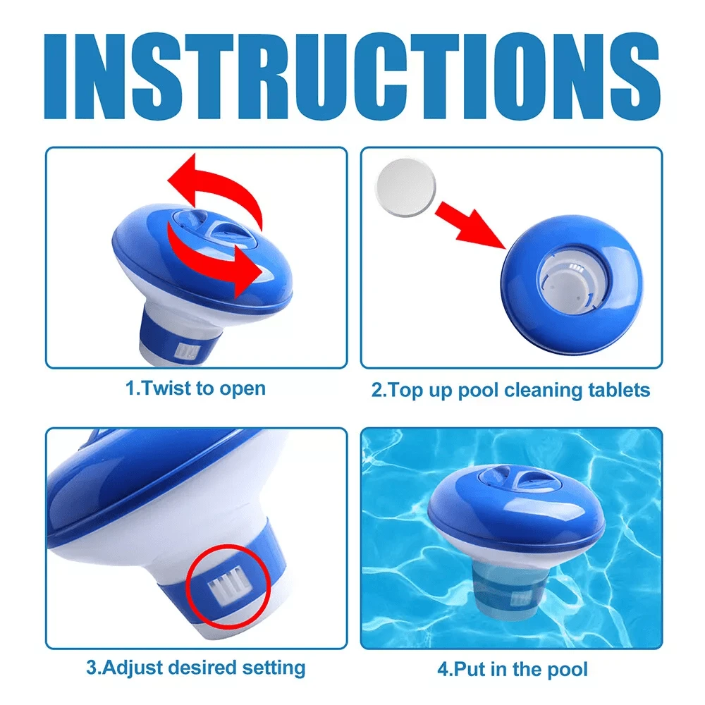 Hot Tub 100 Chlorine Tablets Floating Chemical Dispenser Swimming Pool