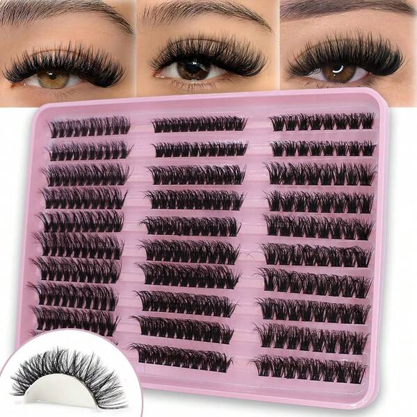 PALM LASHES Fluffy Lash Clusters 60D+80D+100D Eyelash Clusters Thick Cluster Eyelash Extensions D Curl Lashes Clusters 280Pcs Individual Lashes 10-18MM Wispy Cluster Lashes By PALM LASHES