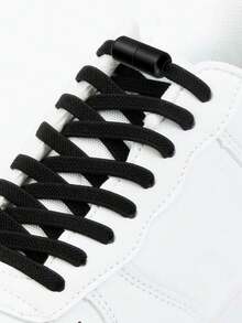 1 Cặp Dây giày co giãn không cần buộc Dây giày cho trẻ em và người lớn Dây giày khóa kim loại nhanh chóng - màu đen - Xem 3