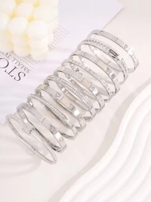 Camhanno 1 Chiếc Vòng Tay Bằng Thép Không Gỉ Thời Trang Sang Trọng Nhẹ Nhiều Kiểu Dáng Làm Quà Tặng Cho Bạn Gái Của Bạn - Vàng - Xem 2