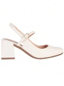 Women's Mary Jane Doll Shoe Romantic Model Square Toe Geometric Heel Current Modern Munita - trắng - Xem 2