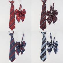 一套女士时尚可爱通勤风领带、领结和领巾，适合搭配校服、外出、休闲日常穿着以及各种服装组合。