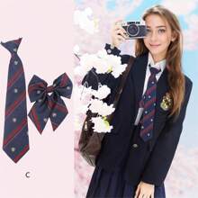 一套女士时尚可爱通勤风领带、领结和领巾，适合搭配校服、外出、休闲日常穿着以及各种服装组合。