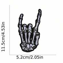 1 件/2 件骷髅手指手势刺绣补丁，新颖黑白布艺贴花，适用于服装、帽子、背包、鞋子、DIY 缝纫万圣节装饰贴花卡通骷髅手指刺绣布贴衣服和裤子装饰 DIY 洞补丁可缝纫和熨烫。 - 彩色 - 查看 2