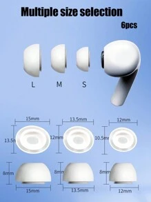 6 pièces de remplacement en silicone blanc pour embouts d'oreille Apple Airpods Pro (grandes/moyennes/petites, 2 paires de chaque taille)