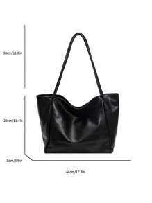 Large Capacity Women's Tote Bag, New Handbag, High-End Soft Large Capacity Bag, Niche Design Shoulder Bag, College Student Commuter Bag, Underarm Bag, Casual Minimalist Soft Bag, Relaxed Versatile Bag, Suitable For Shopping, Dates, Business Travel And Daily Use, Autumn/Winter New Large Capacity Shoulder Tote Bag, Women's Tote Bag, Women's Work Bag, Ideal For Elegant Daily And Special Occasions - Black - View 6