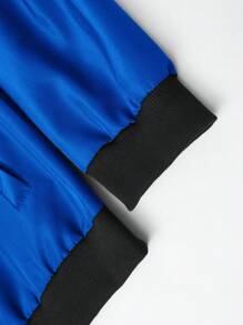 Casual Outdoor Sports Stand Collar Baseball Jacket, Solid Color Zipper Windbreaker, Great For Father's Day Spring - Royal Blue - View 6