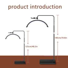 LED Beauty Light, Eyelash Extension Half-Moon Light, Adjustable Stand And Color Temperature, For Skin Care, Nail Art, Eyebrow, Tattoo Floor Lamp - 查看 6