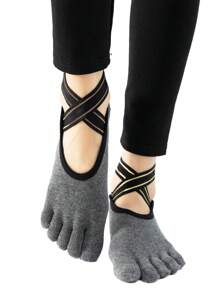 Calcetines de 5 dedos antideslizantes para mujeres para baile, entrenamiento, Pilates y yoga - Multicolor - Ver 5