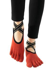 Calcetines de 5 dedos antideslizantes para mujeres para baile, entrenamiento, Pilates y yoga - Multicolor - Ver 11