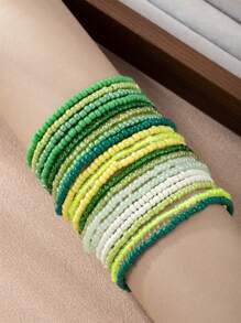 20pcs/Set Bohemian Gradient Colored Seed Beads Elastic Bracelet Set, Mix And Match - Multicolor - View 14