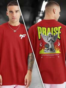 PRAISE ANGEL 100% Cotton Front And Back Printed T-Shirt GPJ1 - Đỏ - Xem 1