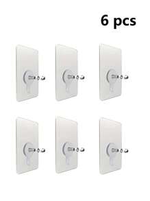 6个免钻孔墙钩，无缝墙面安装挂钩，相框挂钩，坚固的浴室墙钩，不锈钢螺丝（含螺母和垫圈），浴室毛巾架配件，适用于所有光滑硬质墙面 - 家居装饰、场景装饰、主题派对装饰、墙面装饰，提供6种不同长度的螺丝 - 透明 - 查看 10