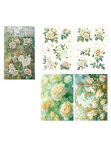 4 张/包烫印复古花卉植物拼贴材料纸用于背景复古垃圾日记本美学贴纸相册剪贴簿 - 彩色 - 查看 17