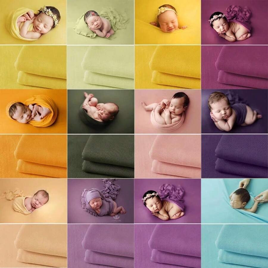 2件套 150*170厘米 新生儿摄影道具毯子套装 可拉伸牛奶面料纯色相框背景 旅行装 拍摄工作室配件 - 多 - 查看 1