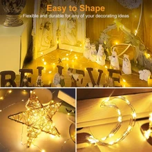 30pcs Battery Operated Fairy Lights, 3 Modes, 7ft 20in LED Twinkle Lights String, Waterproof Loose Mini Silver Wire Christmas Mason Jar Wedding Table Centerpieces Decor