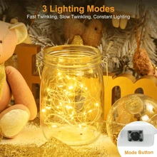 30pcs Battery Operated Fairy Lights, 3 Modes, 7ft 20in LED Twinkle Lights String, Waterproof Loose Mini Silver Wire Christmas Mason Jar Wedding Table Centerpieces Decor
