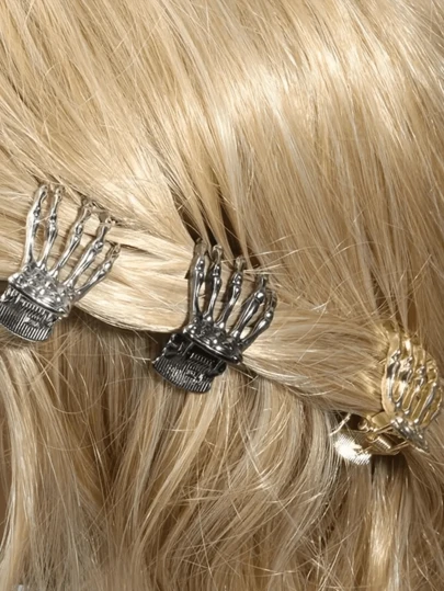 2/4/6pcs Metal Skull Bone Hair Clips Hair Claws Claw Clips Hair Jaw Clip Hair Clamps Hair Clutch Hair Catcher Clip Fall Winter Hair Accessories For Women For Vacation Outfits Woman
