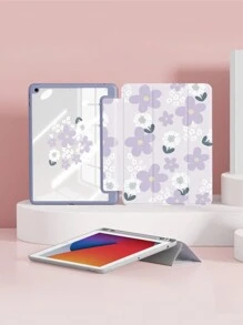 1pc Purple Star Flower Print, New Upgraded Dual-Sided Printing, Colorful Acrylic Transparent Crystal Back Cover Protector Case, Compatible With IPad 10.2-Inch, IPad Pro 11 2021/2020/10th Gen, IPad Mini 6, IPad 5th Gen (9.7-Inch), IPad Air 5th Gen 2022, With Pencil Slot, Anti-Drop, Support Auto Sleep/Wake - Multicolor - View 6