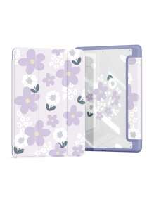 1pc Purple Star Flower Print, New Upgraded Dual-Sided Printing, Colorful Acrylic Transparent Crystal Back Cover Protector Case, Compatible With IPad 10.2-Inch, IPad Pro 11 2021/2020/10th Gen, IPad Mini 6, IPad 5th Gen (9.7-Inch), IPad Air 5th Gen 2022, With Pencil Slot, Anti-Drop, Support Auto Sleep/Wake - Multicolor - View 2