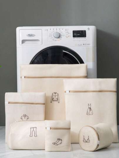 6 peças, bege, saco de malha para lavar roupas, roupa íntima doméstica, saco para lavar sutiãs, bolsa para lavar sutiãs, dia das mães, presente para minha mãe, itens essenciais para dormitório, faculdade, organização de lavanderia, saco para lavar roupa suja