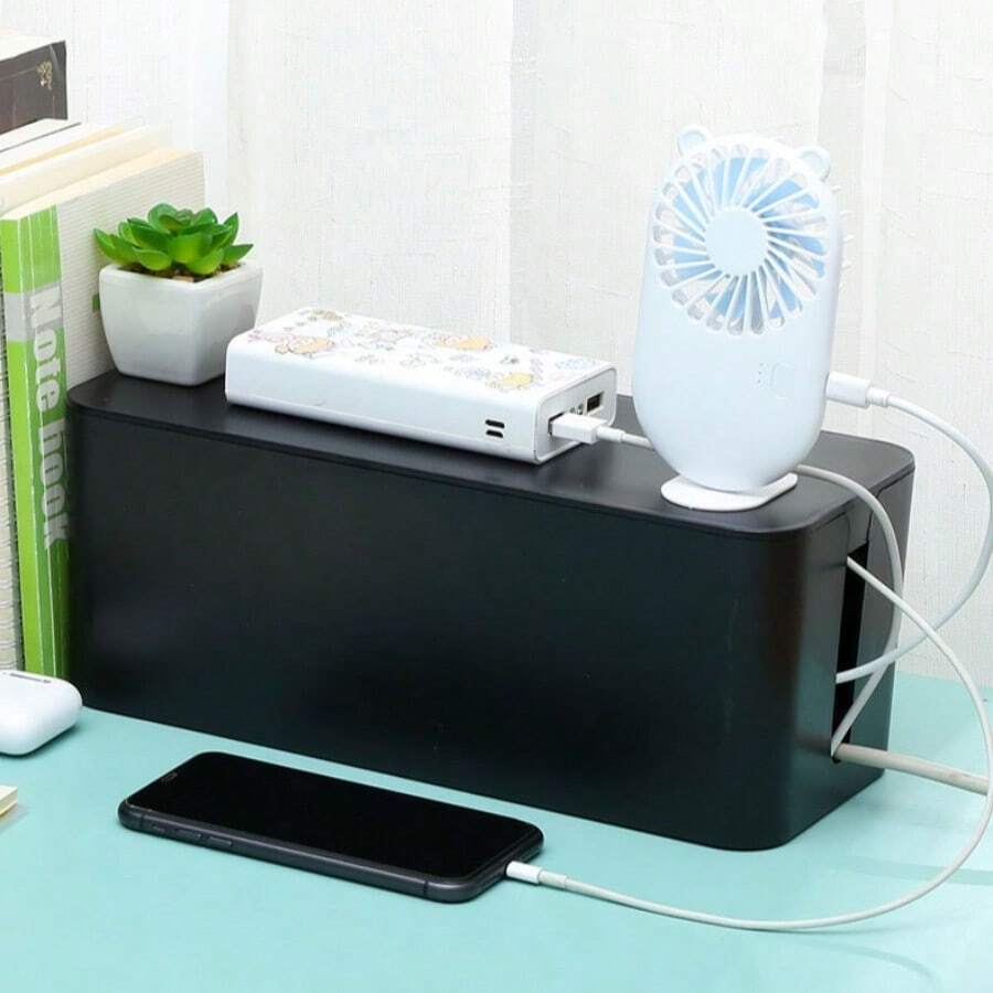 1pc Ổ cắm máy tính Cáp nguồn Cáp hộp tổ chức cáp Hộp tổ chức Bảng tổ chức Hộp cáp Hộp thu Bộ định tuyến - màu đen - Xem 1